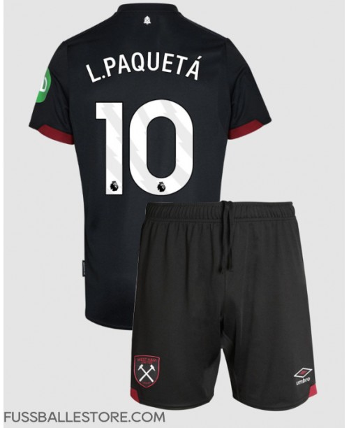 Günstige West Ham United Lucas Paqueta #10 Auswärts Trikotsatzt Kinder 2024-25 Kurzarm (+ Kurze Hosen)